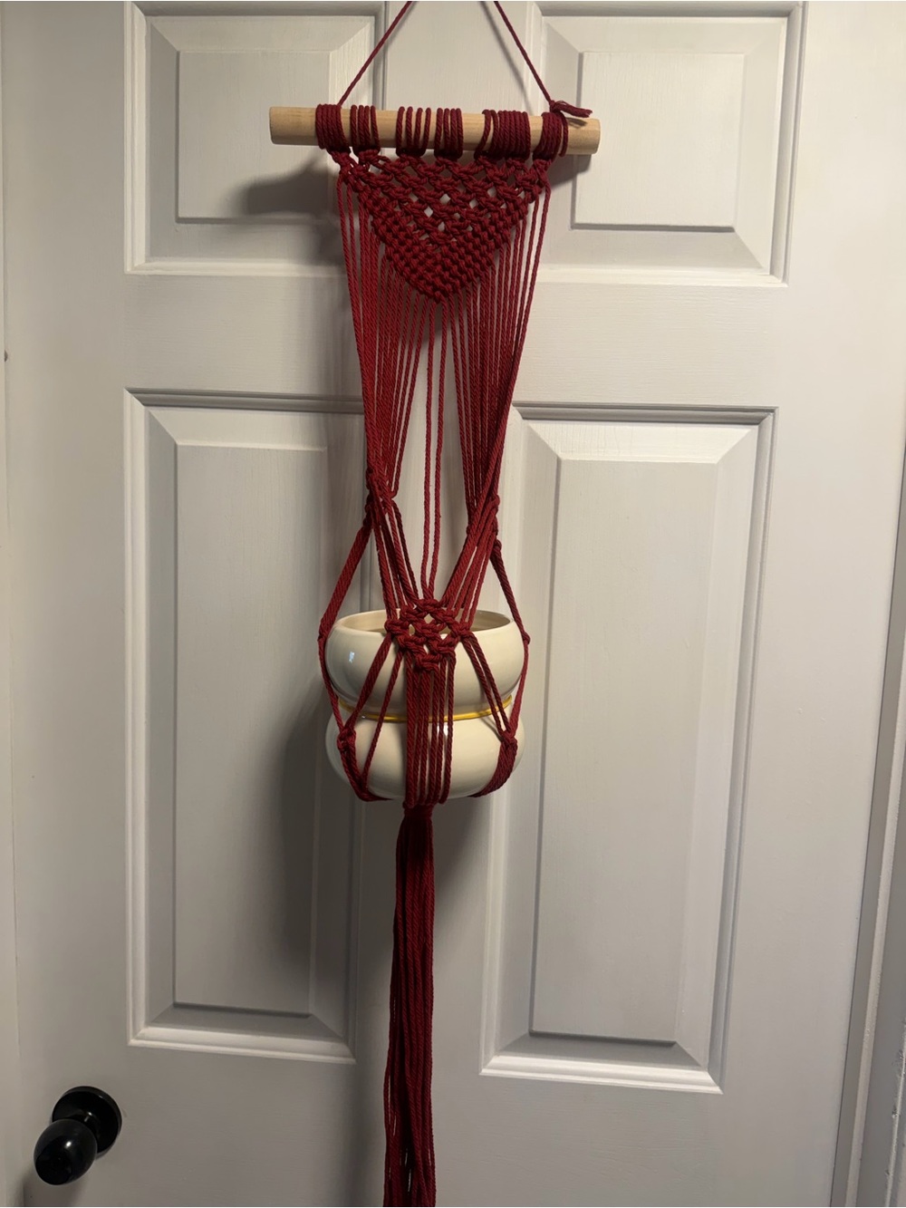 Handmade Red Macrame Plant Hanger